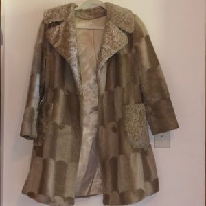 union vintage camel detailed fur jacket small/med